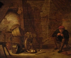 Peasant in an outhouse by Hendrik Martenszoon Sorgh