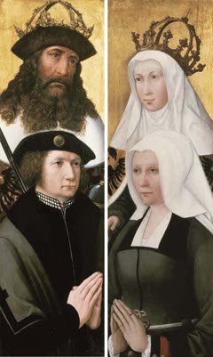 Portrait of a donor and his patron saint (left), portrait of a donatrix and her patron saint (right) by Bernard van Orley