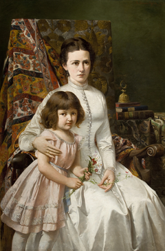 Portrait of Wife with Daughter Anna by Antoni Gramatyka