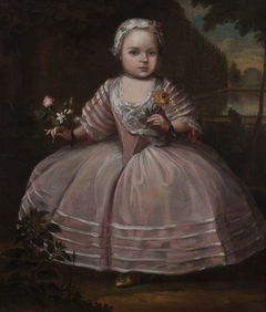 Portret van Aletta Adriana van Vollenhoven (1742-1825), op tweejarige leeftijd by Gerard Sanders