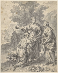 Proserpina plukt bloemen met haar metgezellen by Jan Wandelaar