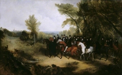Queen Victoria and King Leopold of the Belgians and their Suites riding out in Windsor Great Park, 1839 by Richard Barrett Davis
