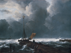 Rough Sea at a Jetty by Jacob van Ruisdael