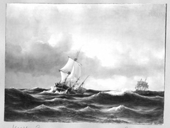 Seestück mit drei Segelschiffen (Rettung auf hoher See)