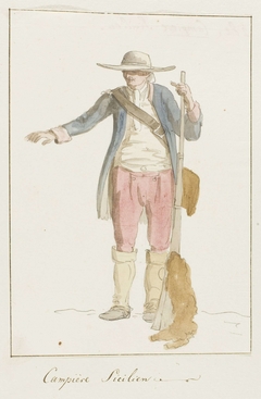 Sicileense man in plaatselijk klederdracht by Louis Ducros