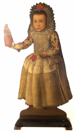 Silent Companion: Standing Figure of a Girl holding a doll (dummy board) by Anonymous