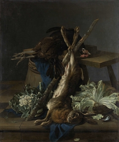 Still Life with a Hare and a black Rooster