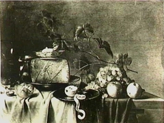 Still life with cheese and fruit by Gillis Gillisz de Bergh