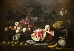 Still life with fruit (detail). by Giovan Battista Ruoppolo