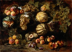 Still Life with Melons, Peaches, Figs, and Grapes by Michele Pace del Campidoglio