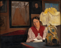 The Artist's Wife by Lamplight by Laurits Andersen Ring