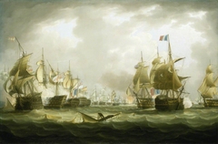 The Battle of Trafalgar, 21 October 1805: beginning of the action by Thomas Buttersworth
