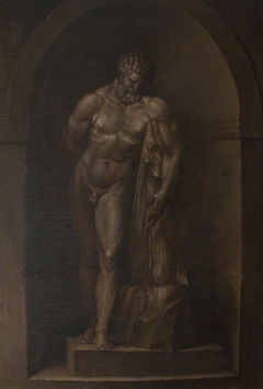 The Farnese Hercules (Grisaille Paintings of Classical Statuary: a set of eight reproductions of celebrated antiques with the addition of niches, pedestals, classical masonry, trees, etc.) by Louis Gabriel Blanchet