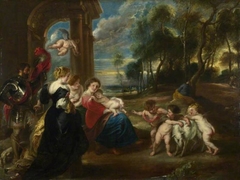 The Holy Family with Saints in a Landscape by Anonymous