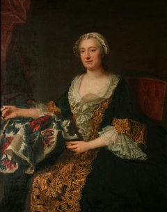 The Marquise de Castellane with her Embroidery by Joseph Aved