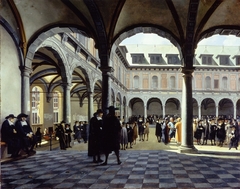 The Old Exchange of Amsterdam by Job Adriaenszoon Berckheyde