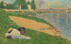 The Seine with Clothing on the Bank (Study for  Bathers at Asnieres ) by Georges Seurat