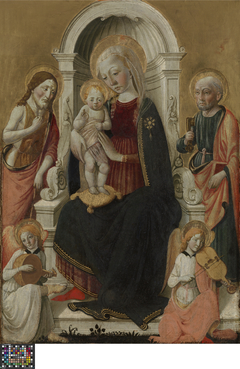 The Virgin and Child with Saint John the Baptist, Saint Peter and  two Angels Making Music by Biagio d'Antonio