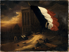 Tombe provisoire des victimes des journées de juillet 1830, devant la colonnade du Louvre by Alexandre Barouillet