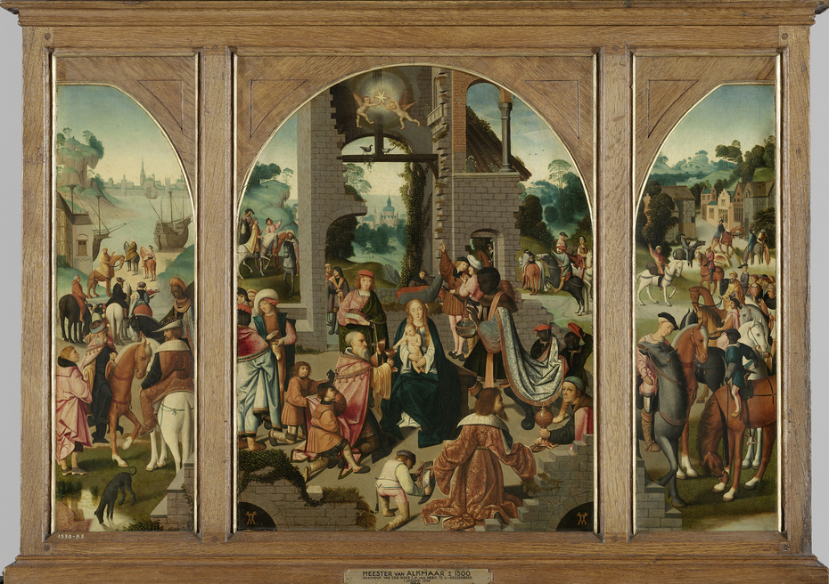 Triptych with the adoration of the Magi (centre panel and inner wings), St Antony Abbot (outer left wing) and St Adrian (outer right wing)