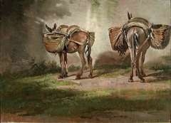 Two Donkeys with Baskets by Johan Christian Dahl