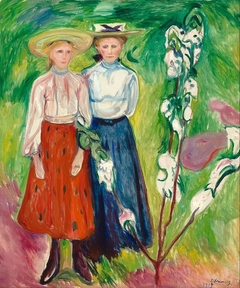 Two Young Girls in the Garden by Edvard Munch