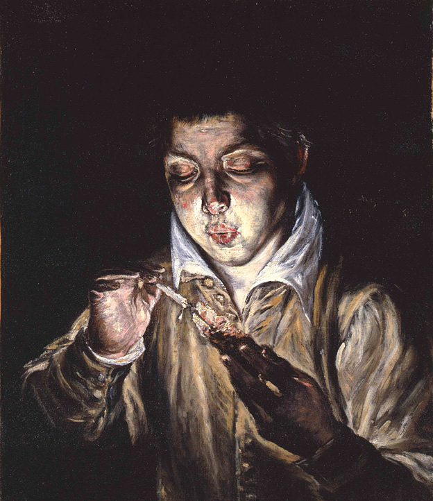 A Boy Blowing on an Ember to Light a Candle (Soplón)