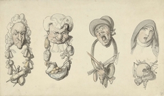 Vier karikaturale koppen by Thomas Rowlandson