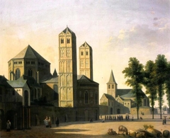 View of the St. Gereon in Cologne, in the background the St. Christoph by Job Adriaenszoon Berckheyde