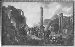 Volkstümliche Szene zwischen antiken Ruinen