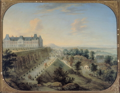 Vue du Château-Vieux et de la terrasse de Meudon by Charles-Léopold Grevenbroeck