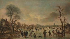 Winter Landscape with Ice Skaters by Aert van der Neer