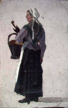 Woman with Basket and Umbrella by Frederik Collett