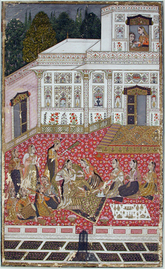 Women on a garden terrace in a painted palace by Anonymous