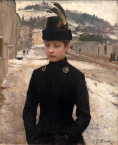Young girl from Nancy in a snowy landscape