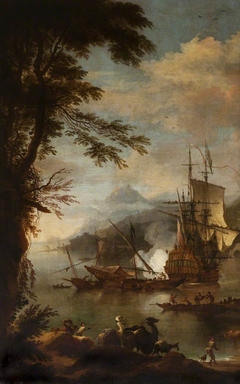 A Bay with Camels in the foreground by Adriaen van Diest