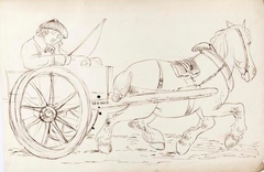 A groom riding on a horse-drawn cart - James Howe - ABDAG002783.19 by James Howe