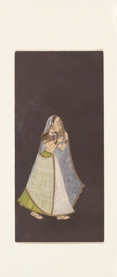 A Lady Walking at Night Holding an Oil Lamp by Anonymous