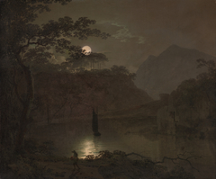 A Lake by Moonlight by Joseph Wright of Derby
