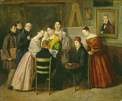 A Painter and Visitors in a Studio by Anonymous