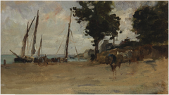 A Shore Scene, Furled Sails by Nathaniel Hone the Younger