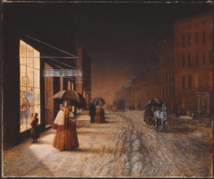 A Street in Winter: Evening by Unidentified Artist