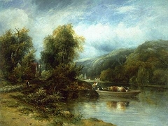 A view on the Wye, Welsh Bicknor Church in the distance by Frederick W Watts