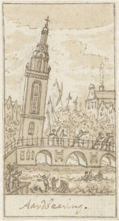 Aardbeving: gezicht op de Oude Kerk te Amsterdam, 18 september 1692 by Simon Fokke