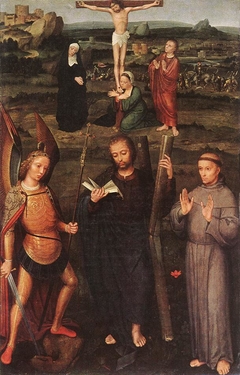 Archangel St Michael, St Andrew and St Francis of Assisi with the Calvary