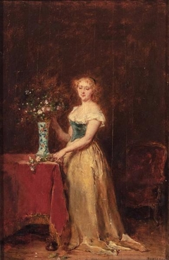 Arranging Flowers by Antoine Émile Plassan