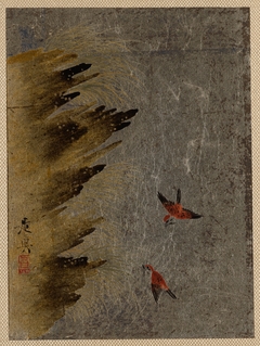 Birds and Jutting Rocks by Shibata Zeshin