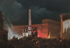 Blessing of Pius IX from the Quirinale at night by Ippolito Caffi