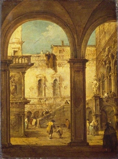 Capriccio with the Courtyard of the Doge's Palace by Francesco Guardi