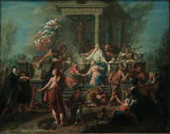 Couple before the Altar of a Temple Dedicated to Diana (Orestes and Iphigenia in Taurus?) by Jacques Ignatius de Roore
